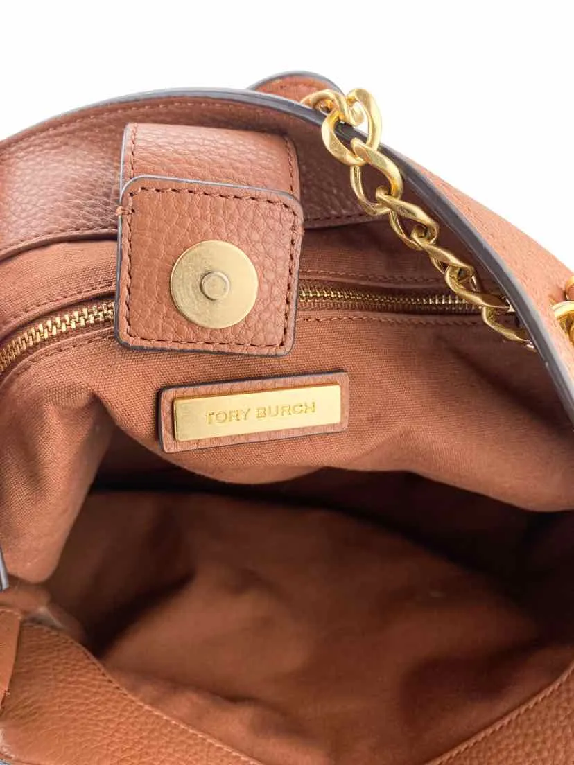Tory Burch, Women's Chelsea Pebbled Leather Slouchy Tote Bag, Saddle