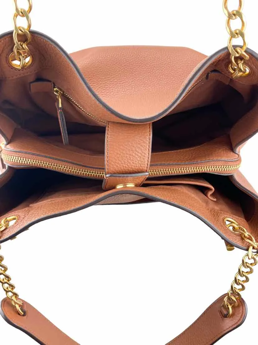 Tory Burch, Women's Chelsea Pebbled Leather Slouchy Tote Bag, Saddle