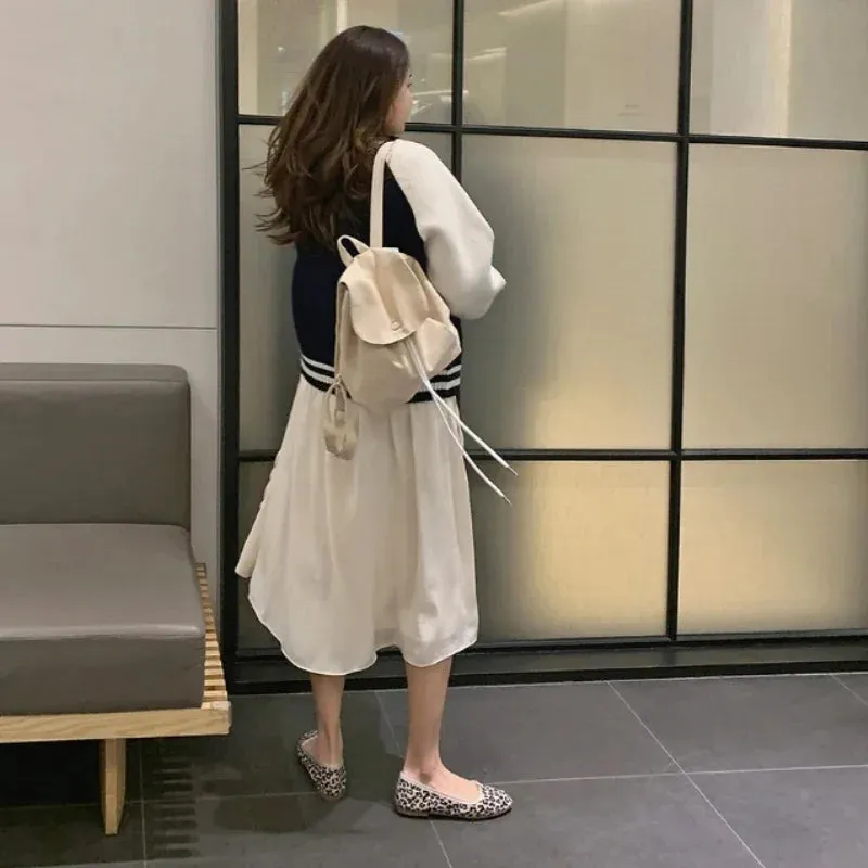 UAKISS  -  2024 Sweet Solid Drawstring All Match Handbags Students Simple Kawaii Casual Y2k Aesthetic Schoolbags Japanese Preppy Backpacks