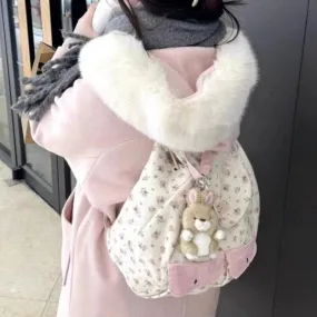 UAKISS  -  2024 Women Fashion New Casual Backpack Girls Sweet Kawaii Flower Schoolbags Y2k Aesthetic Chic All Match Backpacks for Students