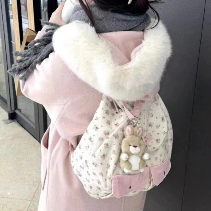 UAKISS  -  2024 Women Fashion New Casual Backpack Girls Sweet Kawaii Flower Schoolbags Y2k Aesthetic Chic All Match Backpacks for Students