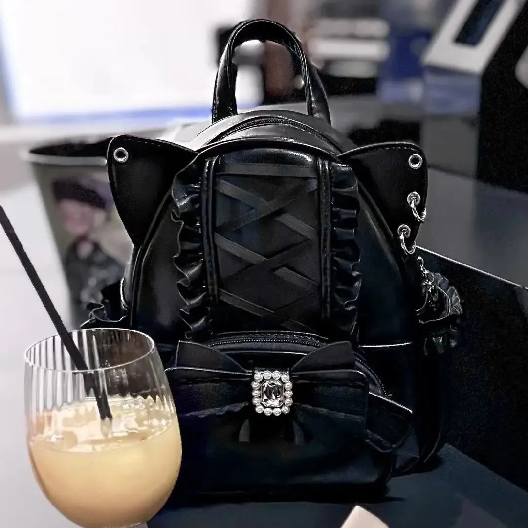 Uakiss Cute Womens Backpack Small Sweet Bow Lace Elegant Fashion Aesthetic Backpacks Casual Lolita Jk College Style Female Bag