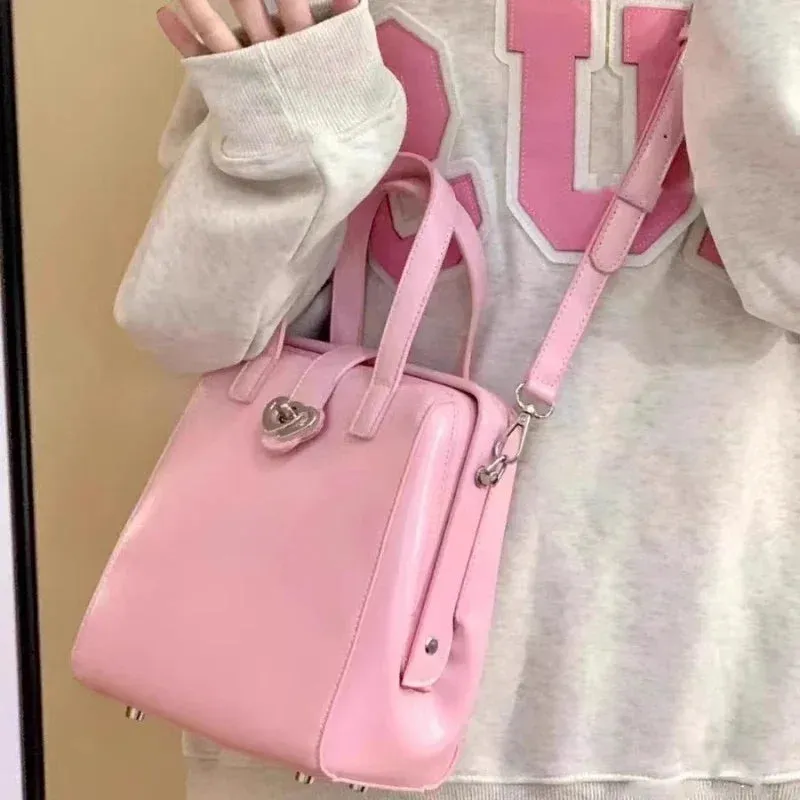 UAKISS  -  Pink Sweet Cool Girls Casual Schoolbags Korean New Preppy Women Fashion Handbags Y2k Aesthetic Chic Heart Backpacks for Students