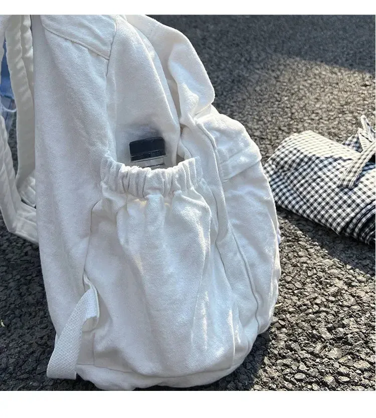 UAKISS  -  Simple Ins Korean Sweet Schoolbag Women Vintage All Match Casual Shoulder Bags Fashion Y2k Trendy Backpacks for College Students