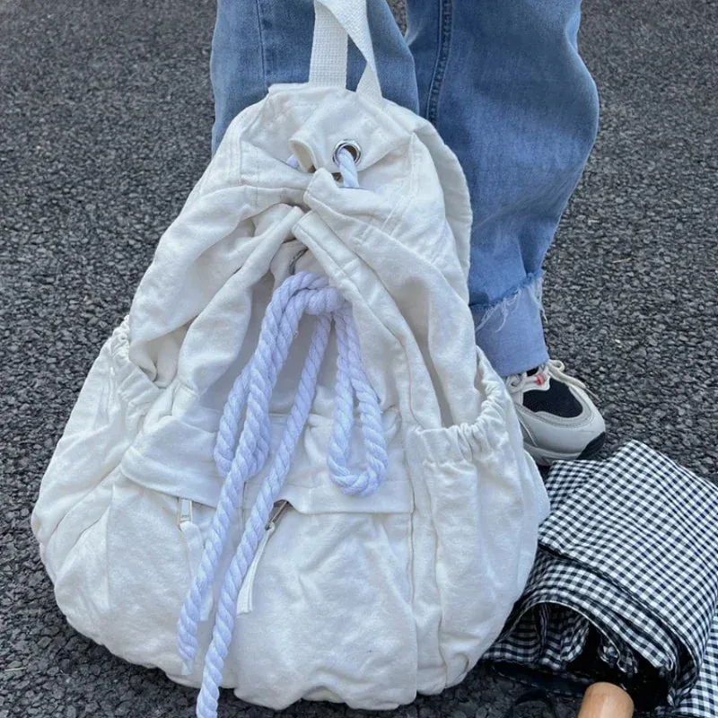 UAKISS  -  Simple Ins Korean Sweet Schoolbag Women Vintage All Match Casual Shoulder Bags Fashion Y2k Trendy Backpacks for College Students