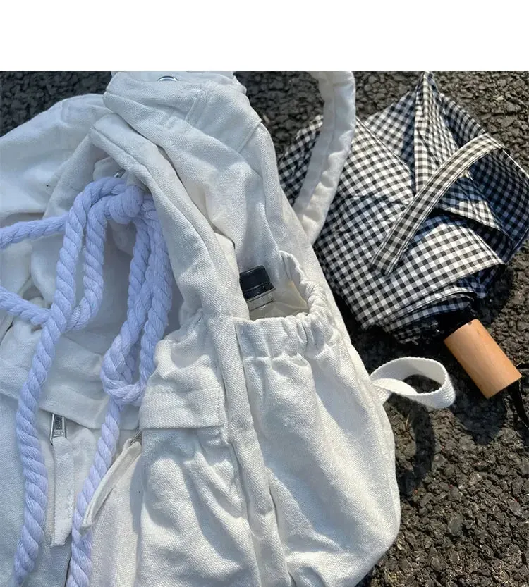 UAKISS  -  Simple Ins Korean Sweet Schoolbag Women Vintage All Match Casual Shoulder Bags Fashion Y2k Trendy Backpacks for College Students