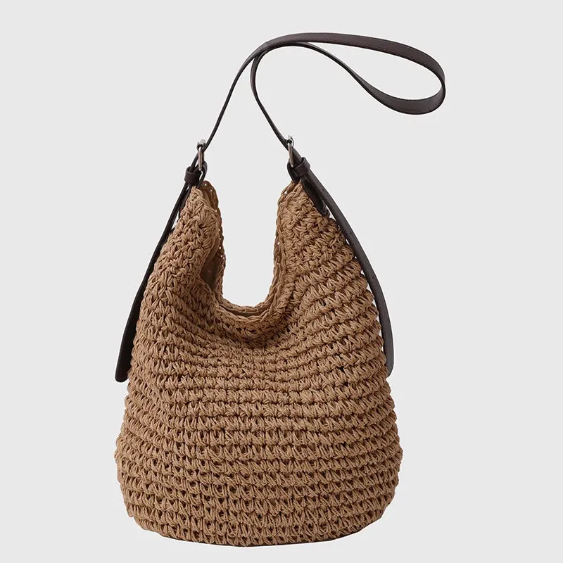 UAKISS  -  Straw Tote Bags for Women 2024 Y2K Korean Fashion Summer Shoulder Bags Lady Travel Handbags Weave Travel Beach Bag