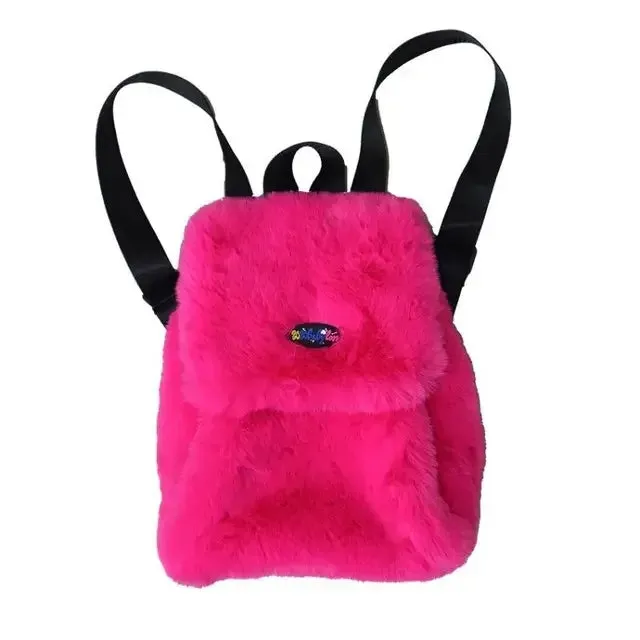 UAKISS  - Student All Match Kawaii Leopard Women's Bags Y2k Aesthetic Fluffy Personality Schoolbags Japanese Casual Drawstring Backpacks