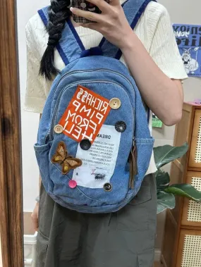 UAKISS  -  Y2k Bag Fashion Teenage Girl Canvas Backpacks Preppy Style Designed School Bag Summer All Match Casual Chic Rucksack Bolsos