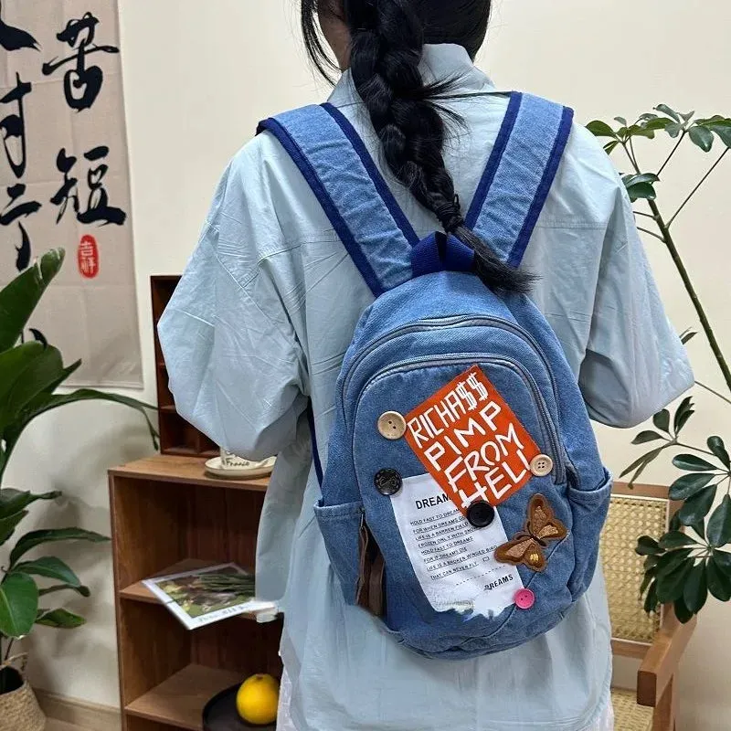 UAKISS  -  Y2k Bag Fashion Teenage Girl Canvas Backpacks Preppy Style Designed School Bag Summer All Match Casual Chic Rucksack Bolsos