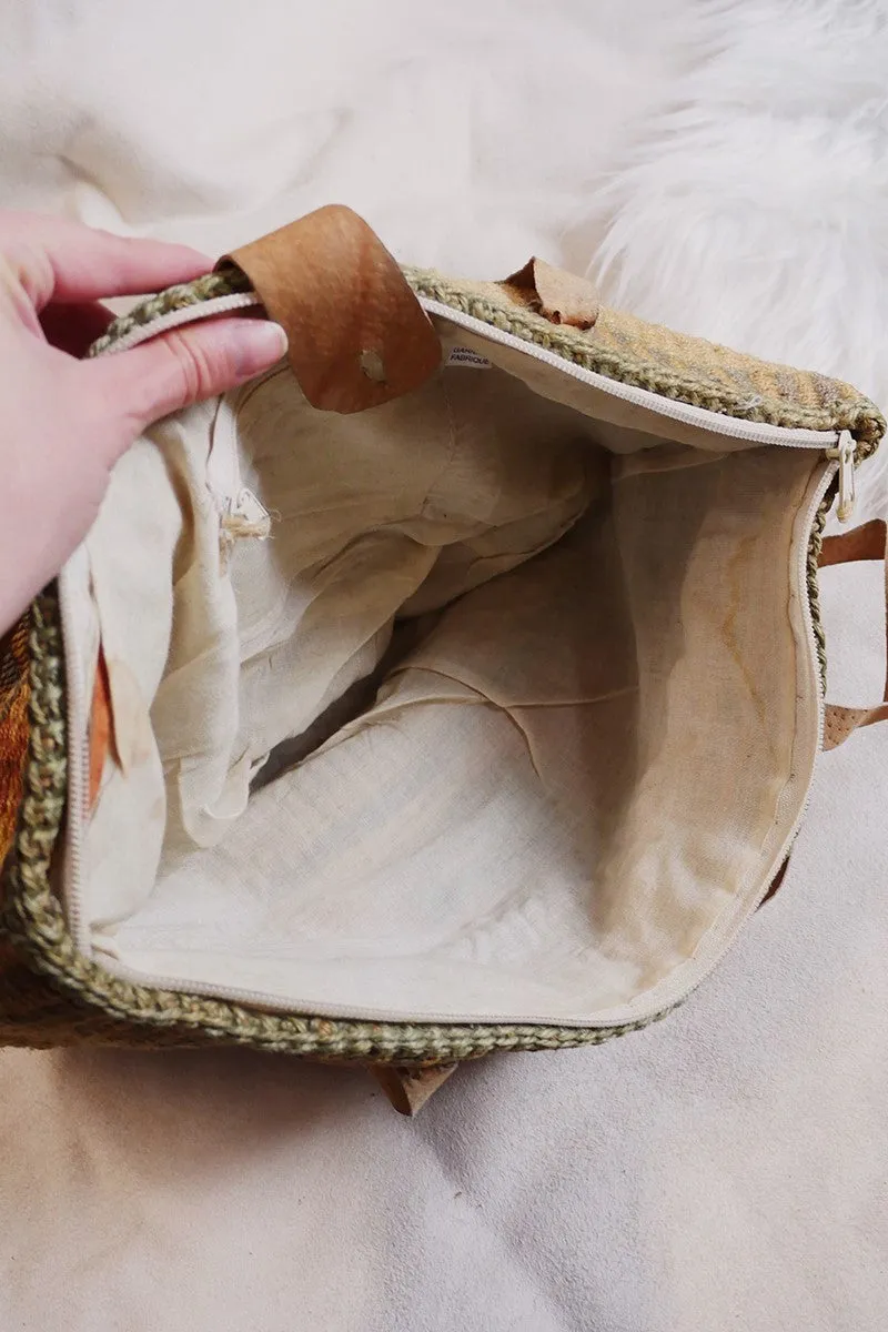 Vintage Woven Straw Stripe Raffia Bag