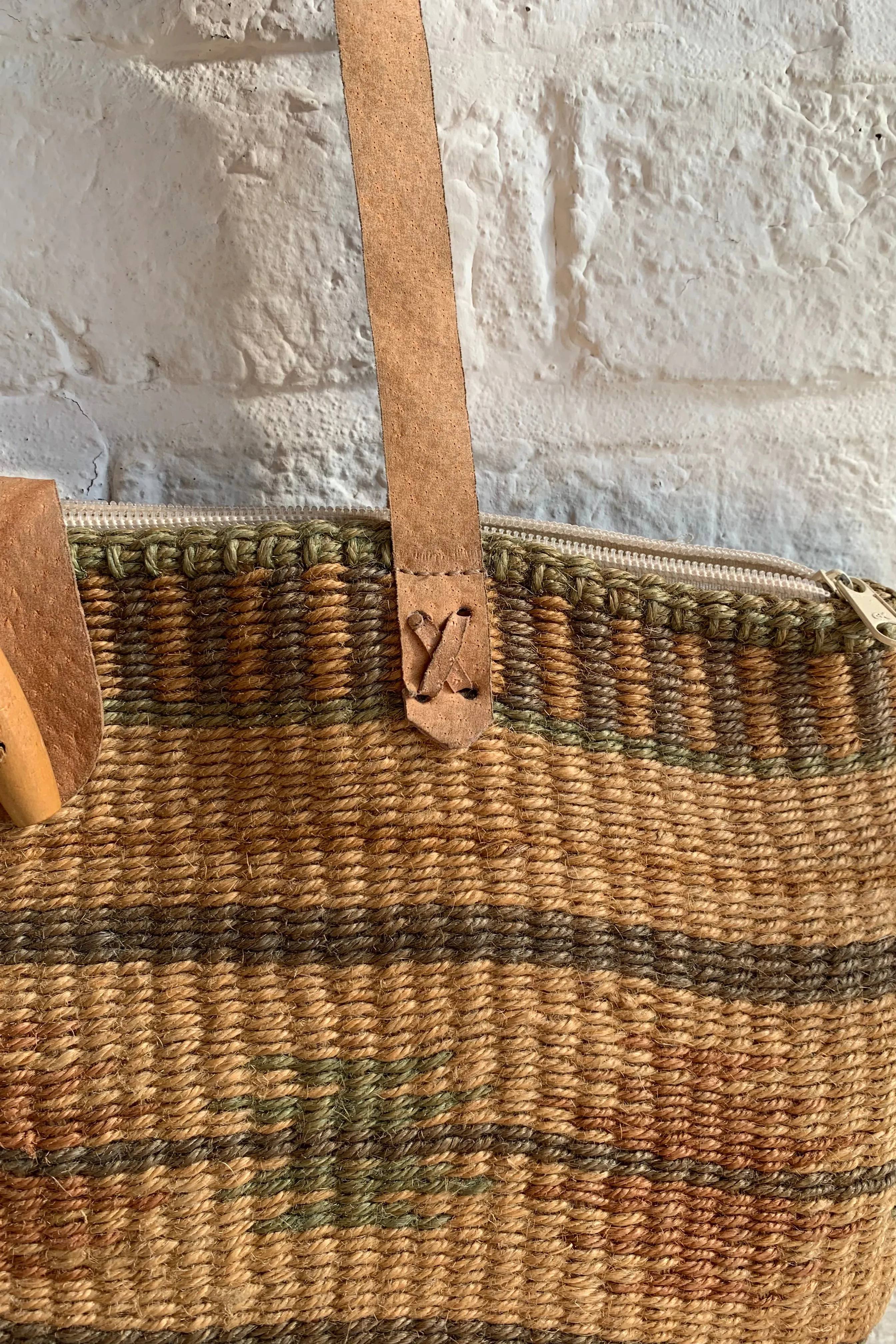 Vintage Woven Straw Stripe Raffia Bag