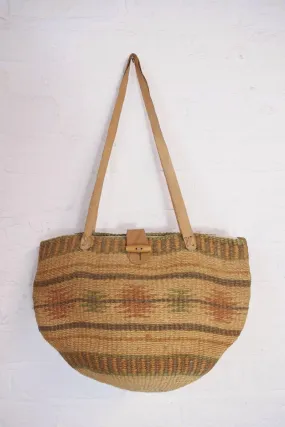 Vintage Woven Straw Stripe Raffia Bag